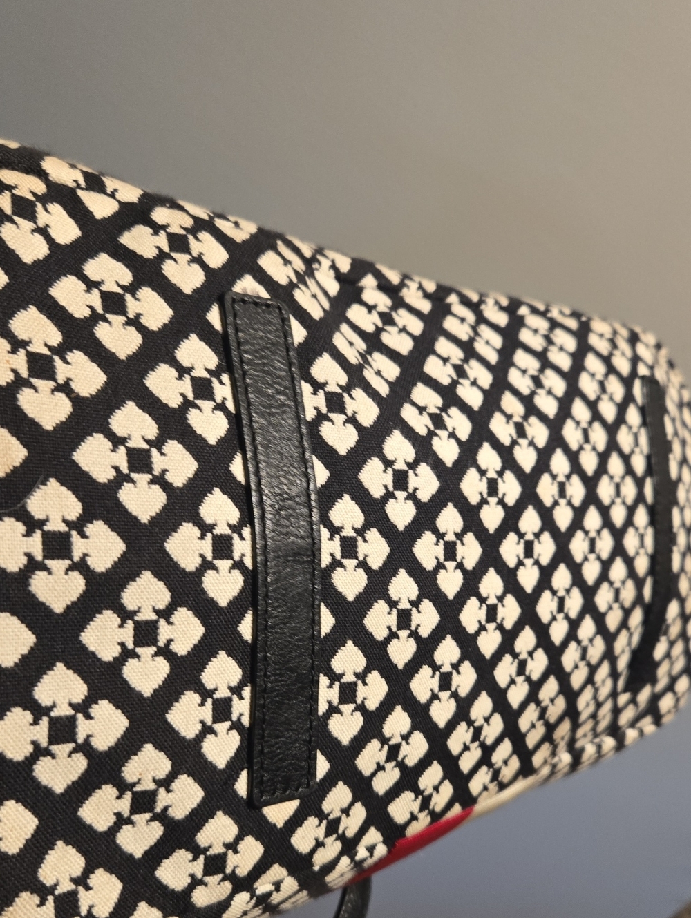 kate spade Black & White Pattern Tote with Pink and Cream Stripe - Picture 6 of 13